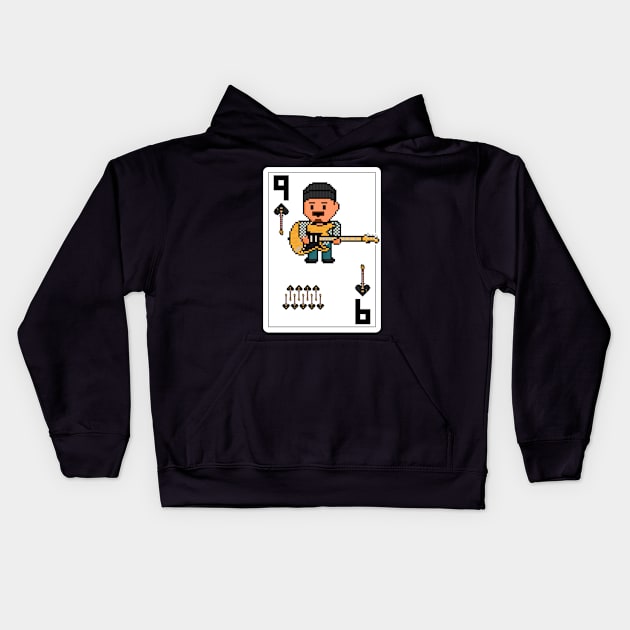 Pixelrockstars Nine of Spades Playing Card Kids Hoodie by gkillerb